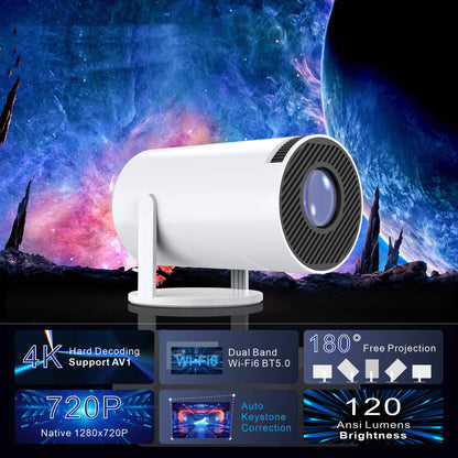 YDH-HY300 Pro 2025 Hot Sale H713 4K Projector 500 Lumens 130 Inch 1280*720P Android 11 BT5.0 WiFi 6 Home Portable 4K Projector