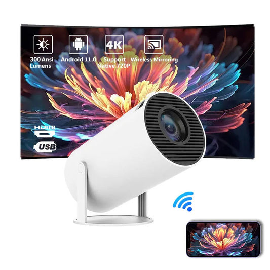 YDH-HY300 Pro 2025 Hot Sale H713 4K Projector 500 Lumens 130 Inch 1280*720P Android 11 BT5.0 WiFi 6 Home Portable 4K Projector